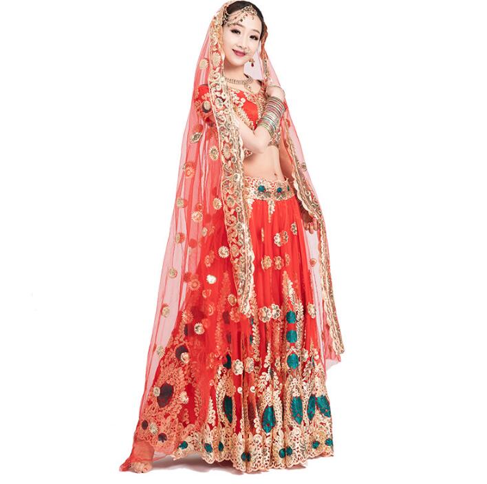 Sarees India Traditional Woman Wedding Costume Ethnic Style Lehenga Choli Performance Suits top+skirt+scarf+pants