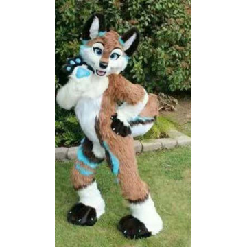Halloween Long Fur Fox Husky Dog Wolf Fursuit Mascot Costume Suit Adult Cosplay Factory Wholesale + Free Postage