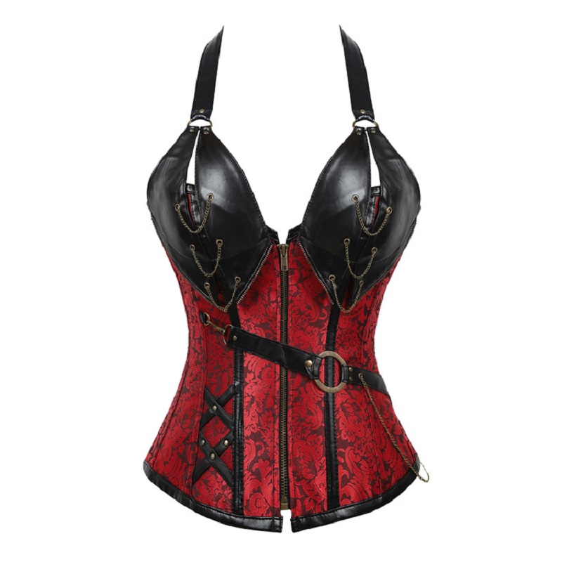 2020 Steampunk Body Bustier Steel Boned Women Lace Up Sexy Overbust Corset Waist Cincher Belt Corsets Black Large Size S-6XL