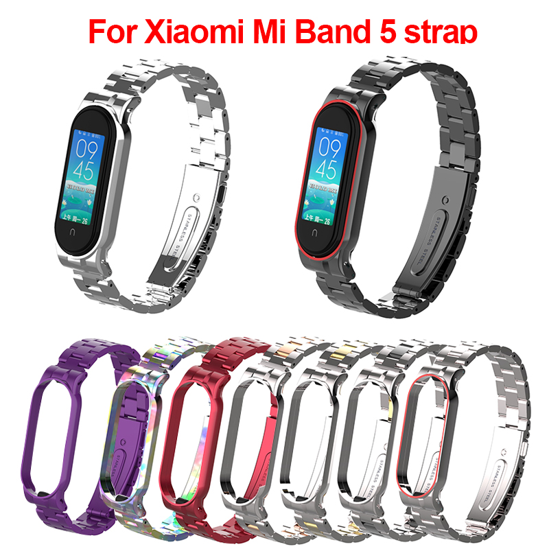 Strap For Xiaomi Mi Band 5 Metal tainless Steel Wristband Bracelet Replacement For Xiaomi Band 5 MiBand sport Metal watch Strap