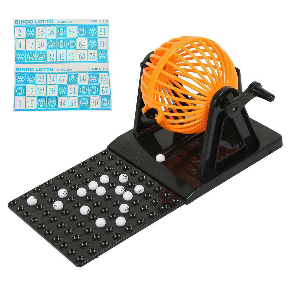 Large Traditional Bingo Game Family Revolving Ball Dispenser Machine Balls Cards