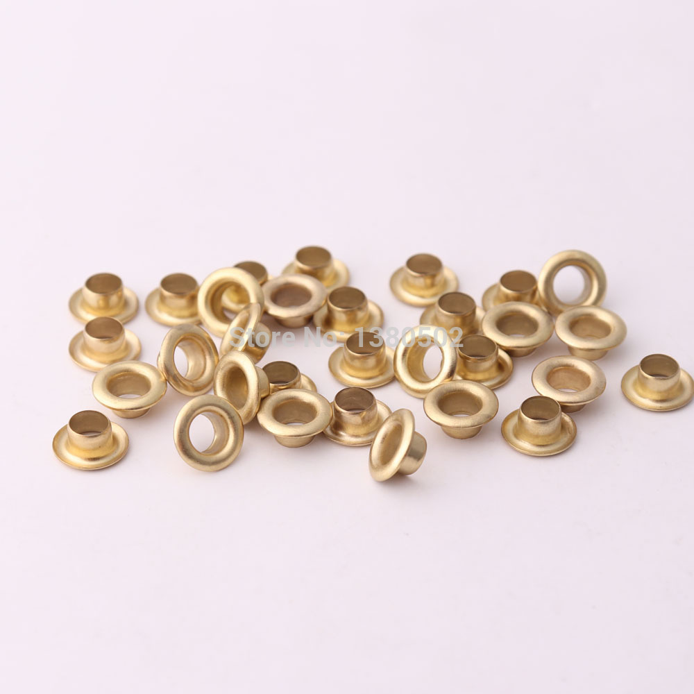 100pcs/lot brass color inner size 3/4/5/6/8/10/12/14mm Metal Eyelets Bag Garment Leather craft Eyelets with washer