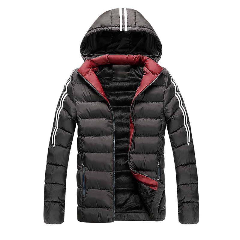 Winter Mens Parka Coats 2020 Fashion Striped Jacket Men's Warm Fleece Thick Coat Outdoor Waterproof Overcoat Hooded Parkas Men