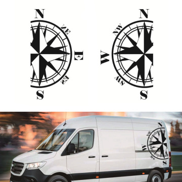 Car Body Compass Decal Auto Vinyl Sticker Black for Caravan Travel Trailer Camper Van Universal
