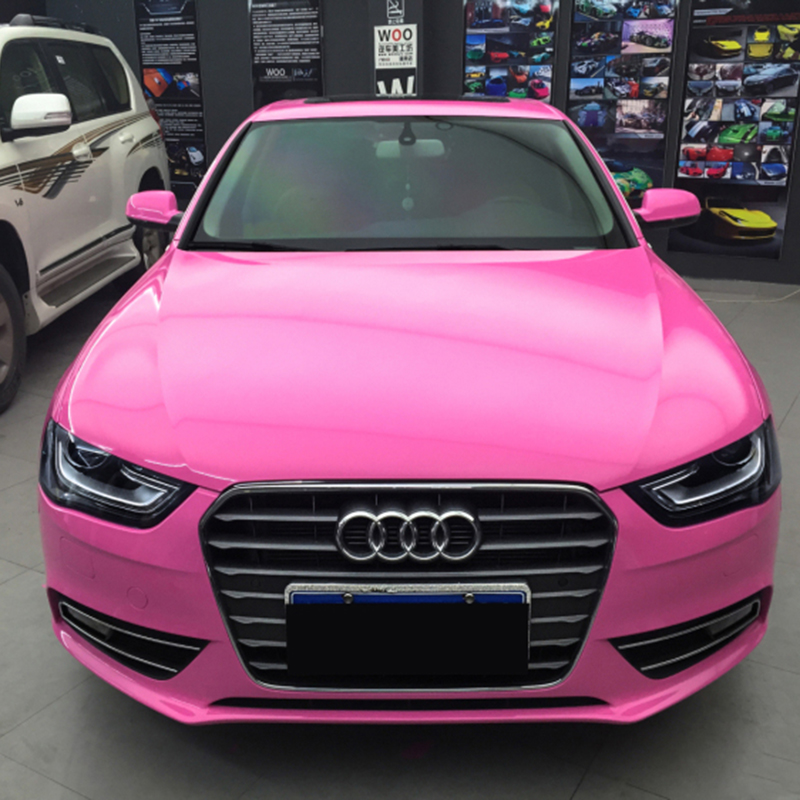 TSAUTOP 1.52x18m air free bubbles Super Glossy Film Pink vehicle Whole Car wrap color vinyls