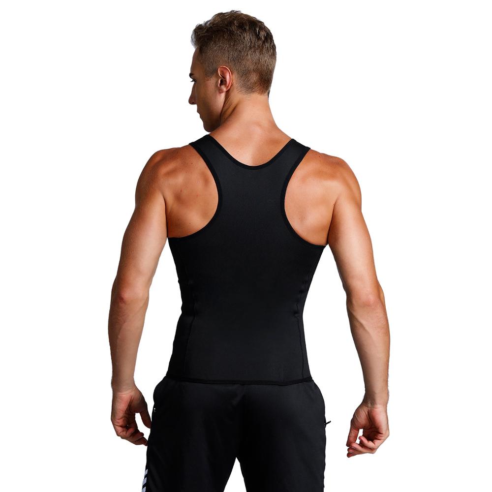 Men Neoprene Sauna Suit Hot Body Shaper Corset for Weight Loss with Zipper Waist Trainer Vest Tank Top Workout Shirt