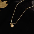 Stainless Steel Gold Round Matte Ball Choker Necklaces Jewelry Pendant Snake Chain Necklace For Women