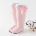Spanish Style Spring Autumn Cotton Blended Big Bow Baby Middle Stockings Solid Color Girls Cute Knee-Length Socks