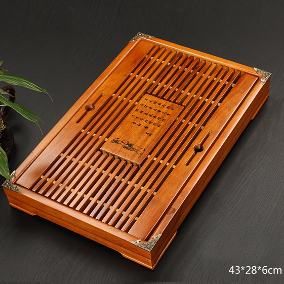 Solid Wooden Tea Tray Drainage water storage kung fu tea set with Drawer tea table Chinese tea room board ceremony tools