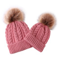 Womens Mother Baby Matching Knitting Pom Bobble Hat Kids Winter Warm Beanie Cap