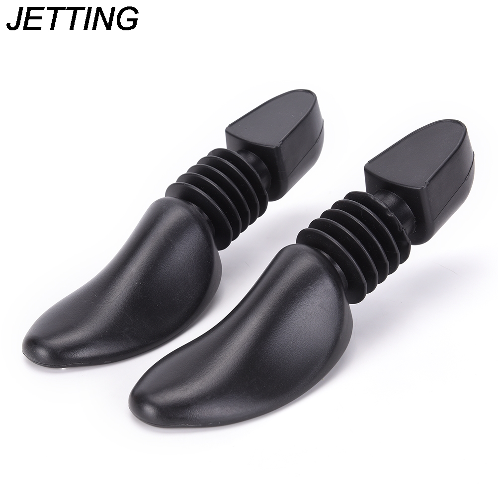 1Pair Men / Women Plastic Spring Shoe Tree Stretcher Boot Holder Shaper Automatic Support Black Color