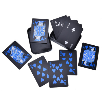 Arrival 1 Set Plastic PVC Poker Waterproof Black Durable Poker With Metal Box Creative Gift Playing Cards