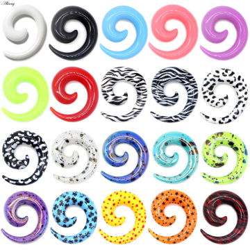 Alisouy 2pcs Acrylic Spiral Ear Gauges Black White Ear Taper Stretching Plugs and Tunnel Expanders Body Piercing Jewelry 1.6-24m