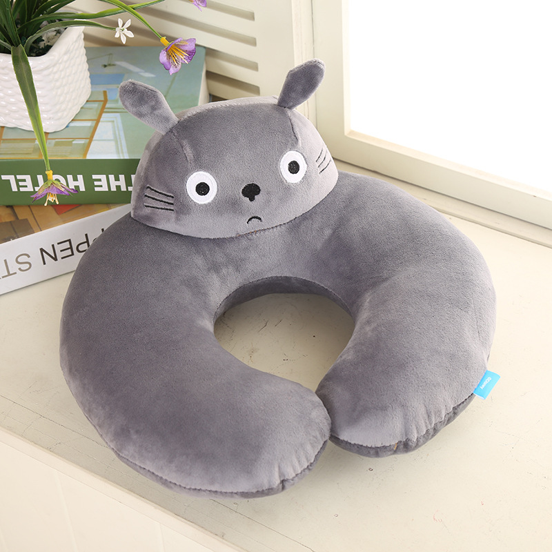 My Neighbor Totoro Doraemon Travel Pillow Cartoon Soft Plush Neck Support Pillow for Airplane Office Nap Cushion Home Decorative