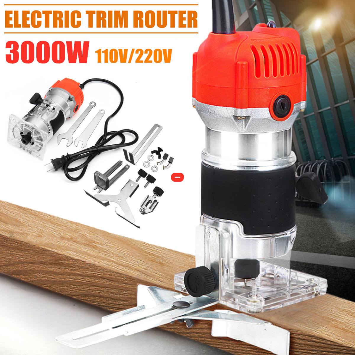 850W 33000rpm Woodworking Electric Trimmer Wood Router Wood Milling Engraving Slotting Trimming Machine Hand Carving Machine