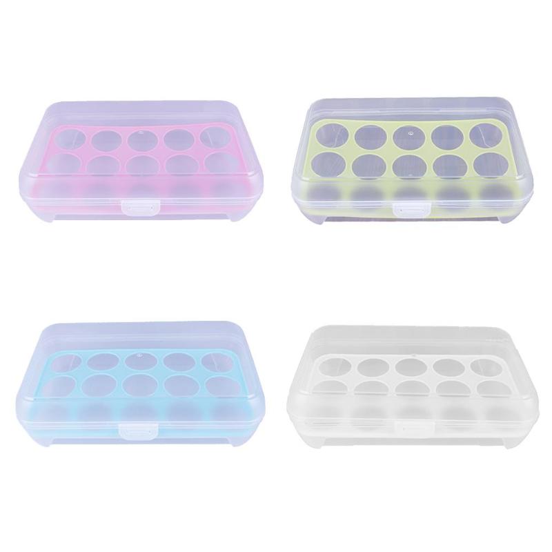 15 Grid Plastic Egg Container Case Refrigerator Fresh Storage Boxs Kitchen Tools Portable Wild Picnic Egg Organizer