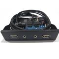 3.5'' 2-USB 2.0 Port HUB HD Audio Output Floppy Drive Expansion Front Panel Digital Mobile Rack Expanding for Your PC