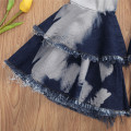 2020 Baby Clothing Toddler Baby Kids Children Girl Clothes Bell Bottom Pants Flare Denim Jeans Pants Layered Hole Trousers 2-7T