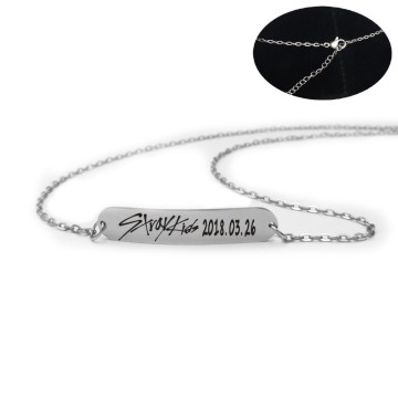 2019 New kpop Stray Kids Name Birthday Steel Stainless Steel Strip Lettering Bracelet Necklace simple korean style fashion kpop