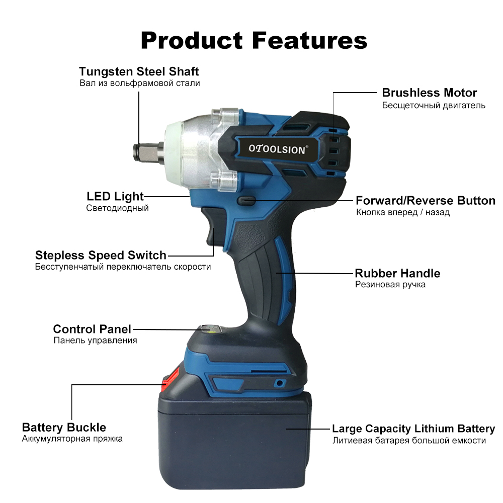 21V 3Ah Cordless Wrench Brushless Impact Wrench Power Drills Brushless Electric Wrench Impact With Tool Parts Tool Woven Bag