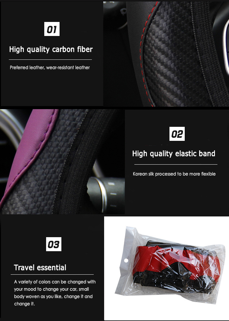Car Steering Wheel Covers Reflective Faux Leather Elastic Truck Leather Design Auto Steering Wheel Protector Steering Covers
