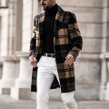 Men Coat Winter Woolen coat Plaid Long Sleeve Jackets Fleece Men Overcoats Streetwear Fashion Long Trench Outerwear 2020
