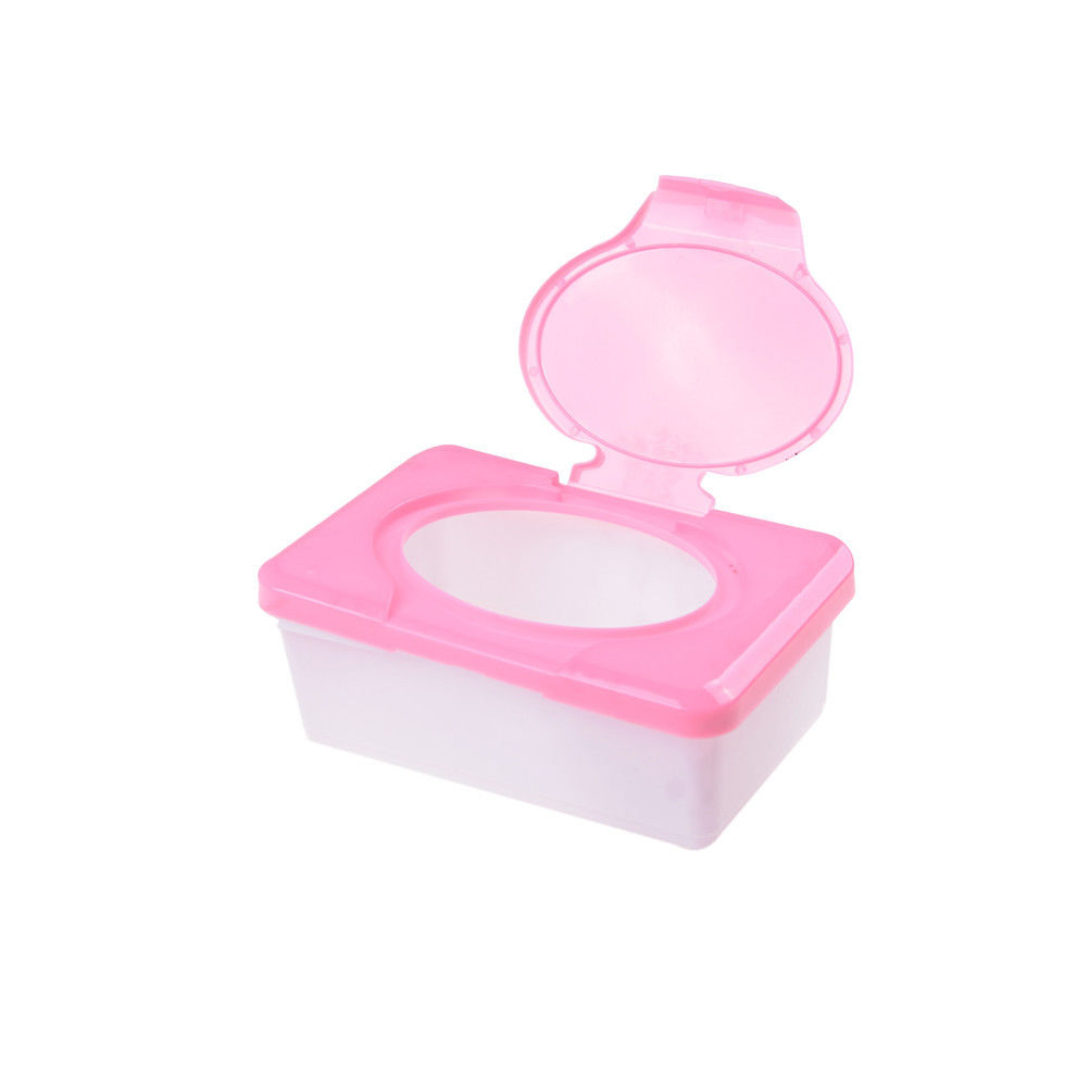 Plastic Dry Wet Tissue Box Case Baby Wipes Press Pop-up Design Home Tissue Holder Accessories Pink blue colors