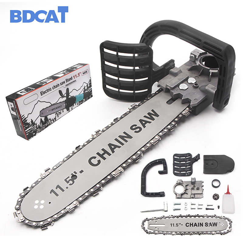 BDCAT 11.5/12 Inch Chainsaw Bracket Changed 100 125 150 Electric Angle Grinder M10/M14 Into Chain Saw Woodworking Power Tool Set