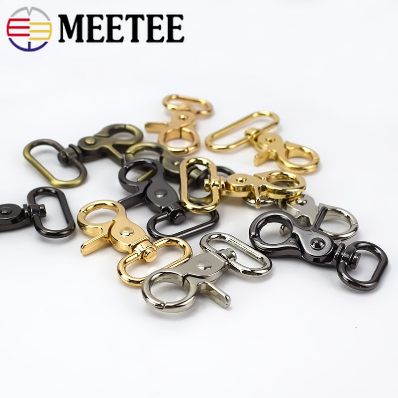 4/10pcs Meetee 20-50mm Metal Strap Buckles for Bags Dog Collar Lobster Clasps Swivel Snap Hooks DIY Keychain Sewing Accessories