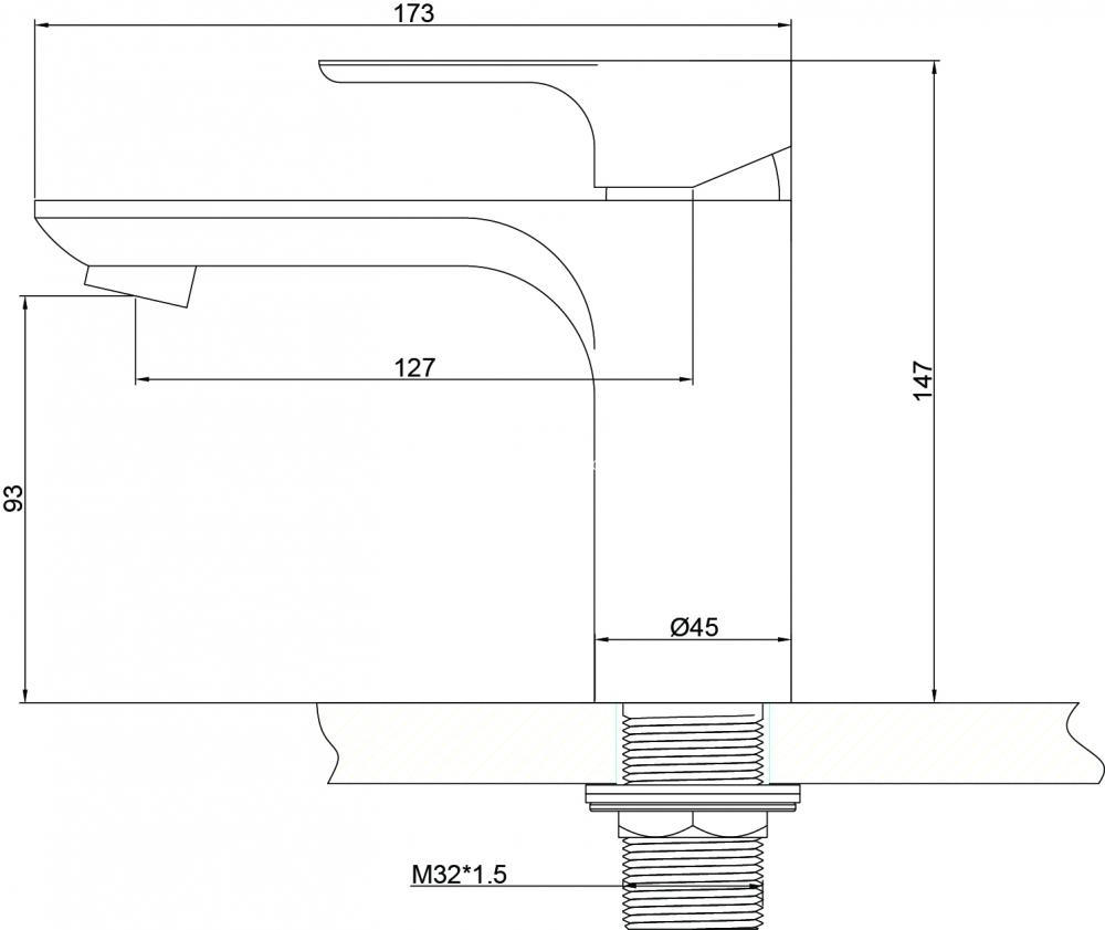 Size Of New Single Lever Bathroom Restroom Basin Sink Faucet