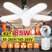 Deformable LED Garage Ceiling Light Bulb 85W E27 AC85-265V Foldable Fan Blade Lights Lighting Industrial Lamp For Workshop