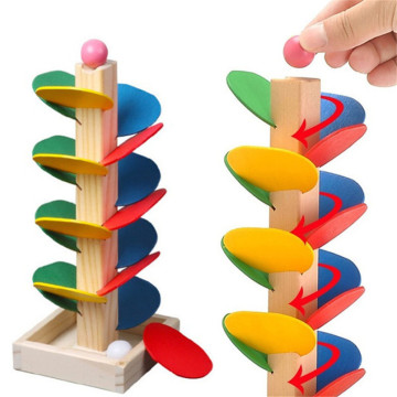 Wooden Ball Run Track Childen Game DIY Mini Tree Leaf Tower Puzzle Assembly Toy Kids Educational Falling Ball Wood Toys Gifts