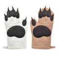 Insulated Heat Resistance Frying BBQ Outdoor Camping Cooking Baking Kitchen Gloves Bear Oven Mitts Cotton Blend Hanging Cute