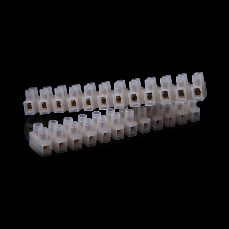 2 Pcs 10A Dual Row Connector 12 Position Wire Barrier Terminal Strip Block Wiring Accessories Connectors Terminals