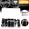 200pcs Rubber Grommet Assortment Set Black Electrical Wire Gasket Kit With a PVC Storage Case