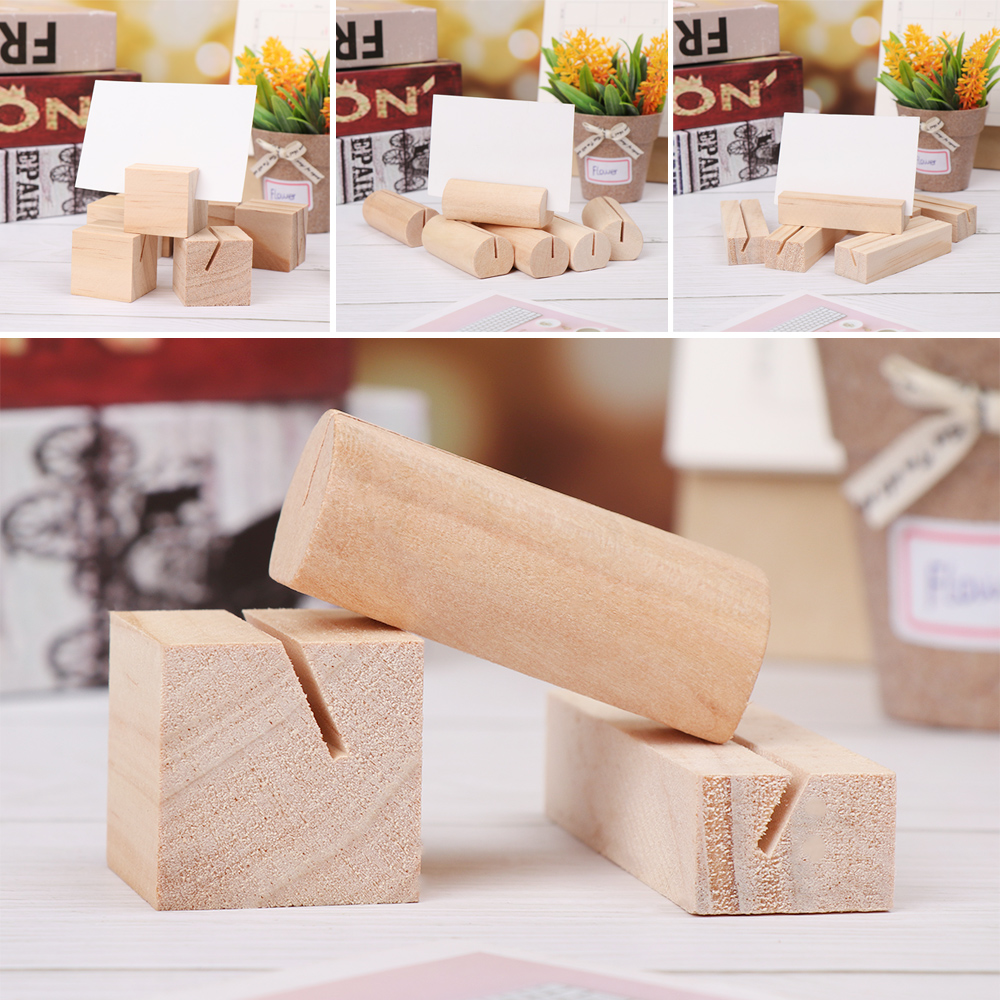 Desk Card Natural Wooden Notes Clips Photo Holder Clamps Stand Support Picture Frame Base Desktop Decor