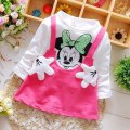 Baby Dress 2018 New Children Splicing Baby Dresses Long Sleeve Minnie Print Pattern Baby 100% Bure Cotton Dress
