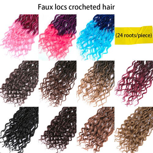 Ombre Wavy Goddess Faux Locs Crochet Braiding Hair Supplier, Supply Various Ombre Wavy Goddess Faux Locs Crochet Braiding Hair of High Quality