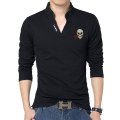 2020 Spring Long Sleeved Polo Shirts Men's Rose Skull Embroidery Jerseys Hip-hop Style Mans Polo Shirts Pollover Shirt Big Size