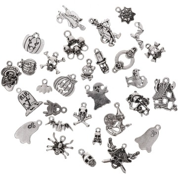 30Pcs/Set Halloween Bat, Pumpkin lantern,Spider,Witch,Skull,Cat,house Charms pendant Craft Supplies Pendants for DIY #281884