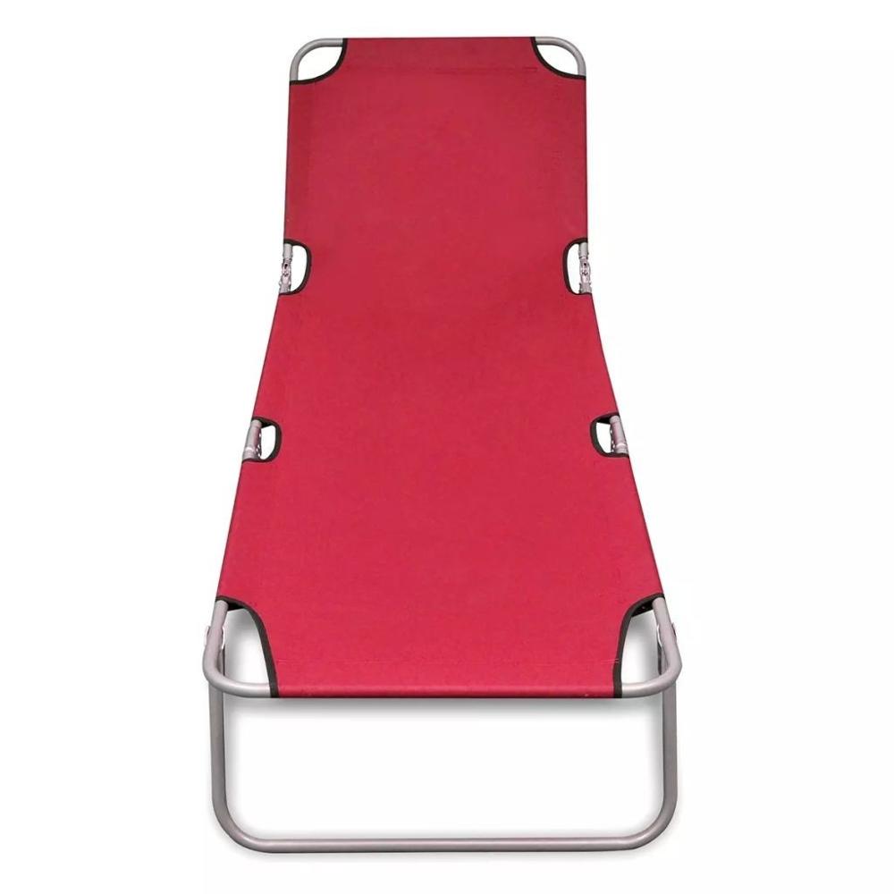 [AU Warehouse]Furniture Folding Sun Lounger Powder-coated Steel Red
