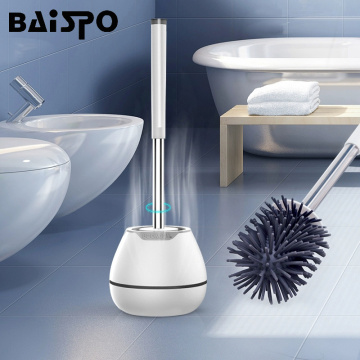 BAISPO TPR Toilet Brush Household Cleaning Product Silicone Brush Head Bathroom Accessories Sets Wall-mount Cleaning Tool