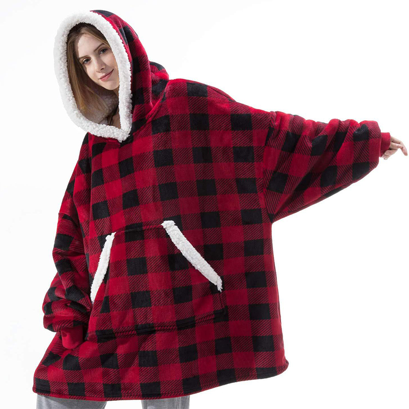 Women Hoodies Sweatshirts Giant TV Blanket With Sleeve Winter Clothes Fleece Plush Warm Pocket Hooded Pullover Moletom Feminino