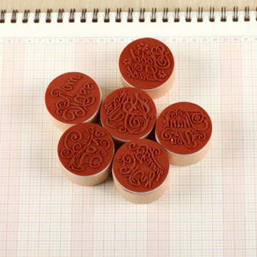 DIY Round Shape Greeting Words Wood Rubber Seal Scrapbooking Stamper Floral Pattern Seal