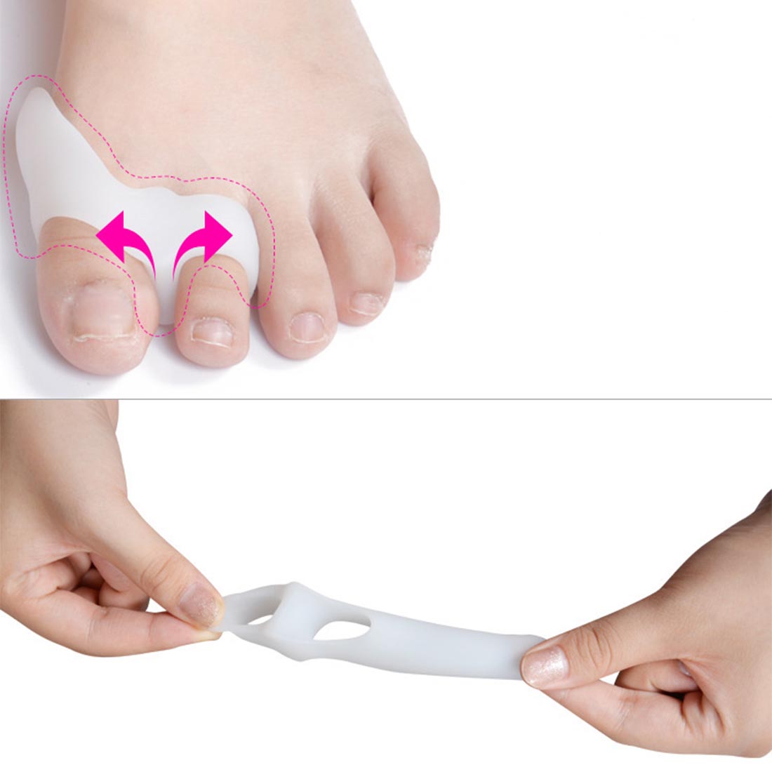 2pcs/set Silicone Corrector Straightener Splint Bunion Toe Protector Two Hole Toe Separator Pads Foot Care Tools