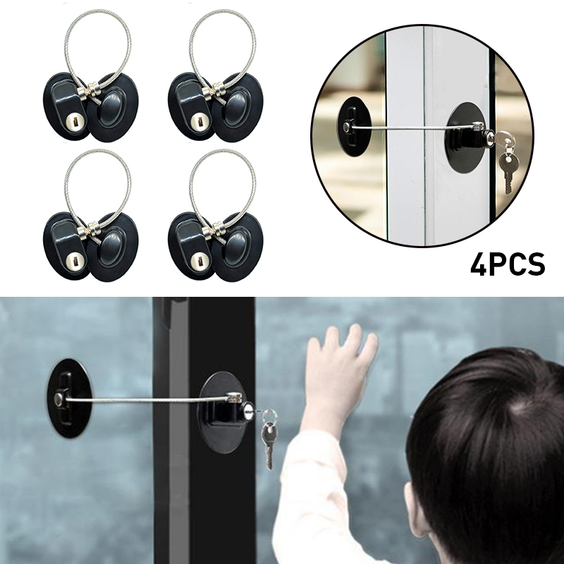 4PCS Children Safety Refrigerator Door Lock with 2 Keys Infant Kids Security Window Lock Cabinet Lock Fridge Freezer Locks