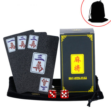 New Travel Portable Waterproof Mini Mahjong Game Cards PVC Frosted Full Plastic Mahjong Playing Cards