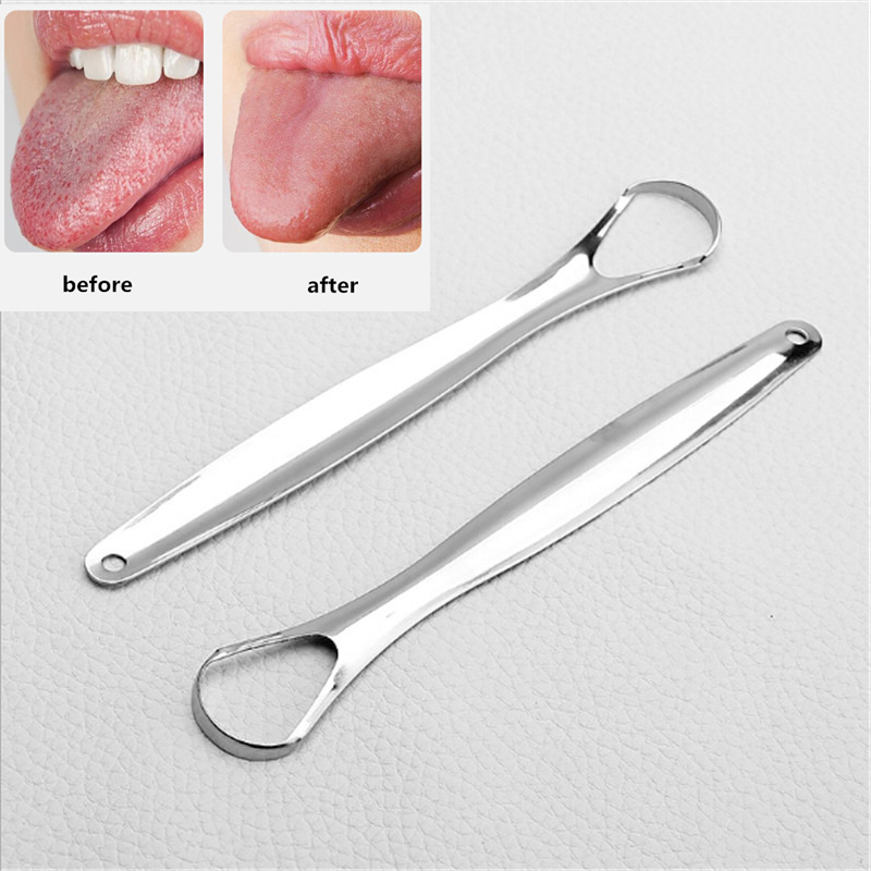 1Pc Tongue Scraper Reusable Portable Stainless Steel Oral Tongue Cleaner Brush Fresher Sweepers for Adults Kids