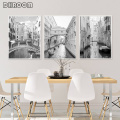 Nordic Architecture Landscape Canvas Painting Venice Poster Print Black and White Photography Wall Art Picture Home Art Decor