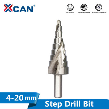 Xcan 1pc 4-20mm High Speed Steel Step Drilll Bit For Wood Metal Hole Drilling Spiral Groove Core Drill Bit